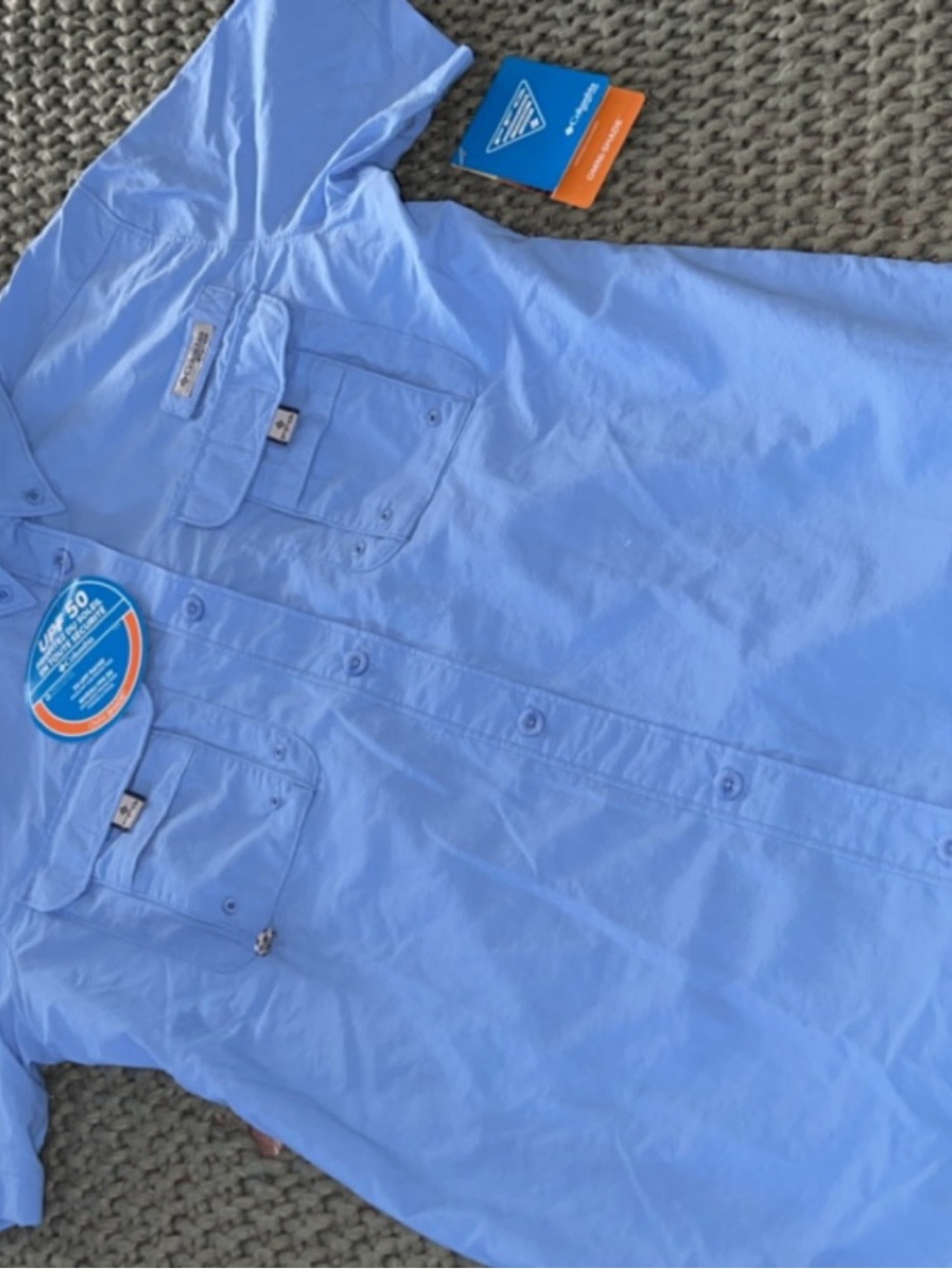Columbia Light Blue Short-Sleeve Fishing Shirt